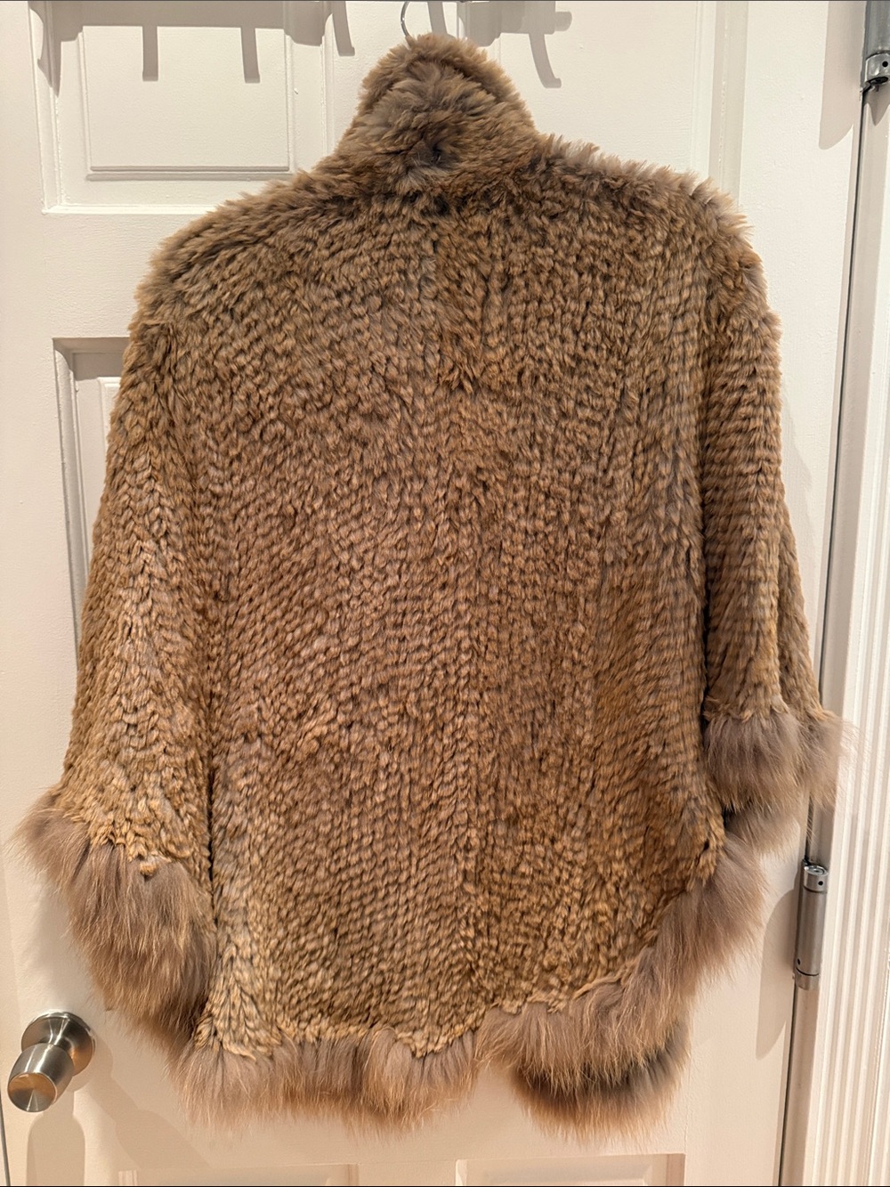 Sheared Rabbit Poncho with pockets. - Picture 2 of 6